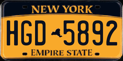 NY license plate HGD5892