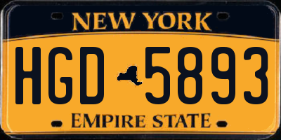 NY license plate HGD5893
