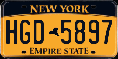 NY license plate HGD5897