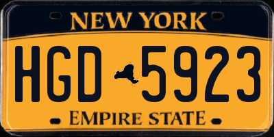 NY license plate HGD5923