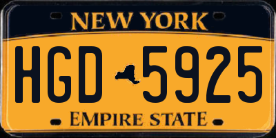 NY license plate HGD5925