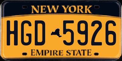 NY license plate HGD5926
