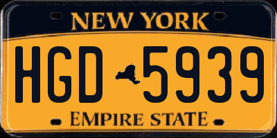 NY license plate HGD5939