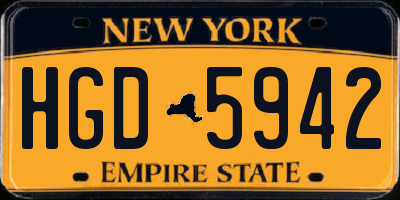 NY license plate HGD5942