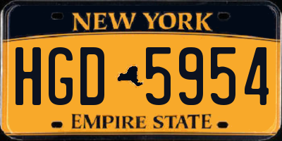 NY license plate HGD5954