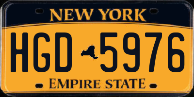 NY license plate HGD5976