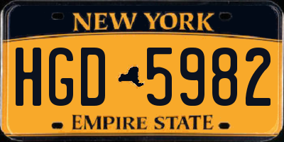 NY license plate HGD5982