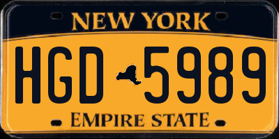 NY license plate HGD5989