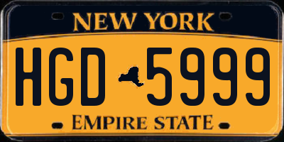 NY license plate HGD5999