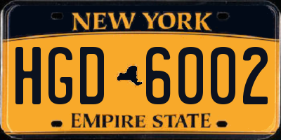 NY license plate HGD6002