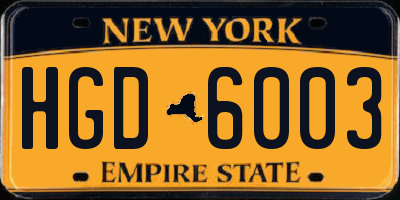 NY license plate HGD6003