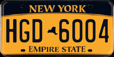 NY license plate HGD6004