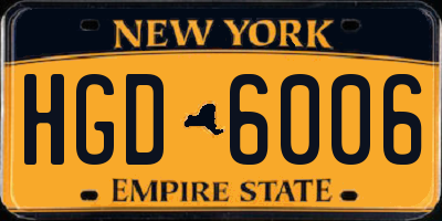 NY license plate HGD6006