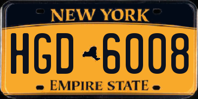 NY license plate HGD6008