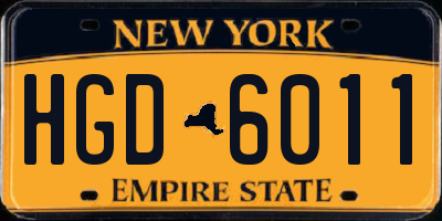 NY license plate HGD6011