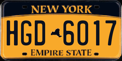 NY license plate HGD6017