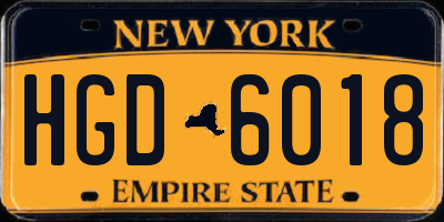 NY license plate HGD6018