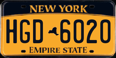 NY license plate HGD6020