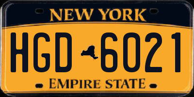 NY license plate HGD6021