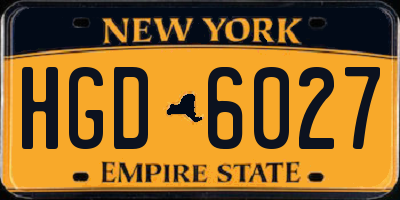 NY license plate HGD6027