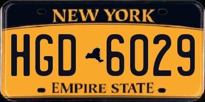 NY license plate HGD6029