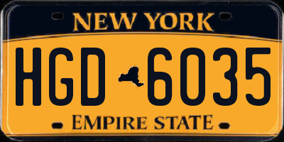 NY license plate HGD6035