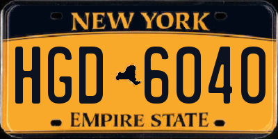 NY license plate HGD6040