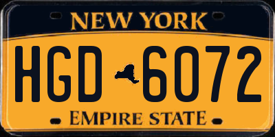 NY license plate HGD6072