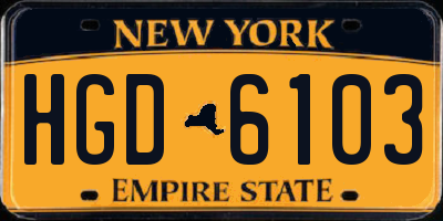 NY license plate HGD6103
