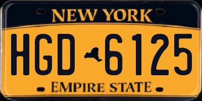 NY license plate HGD6125