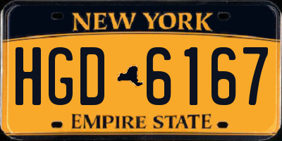 NY license plate HGD6167