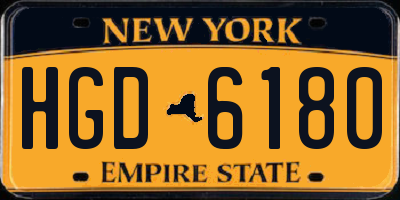 NY license plate HGD6180