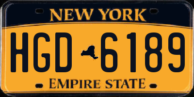 NY license plate HGD6189