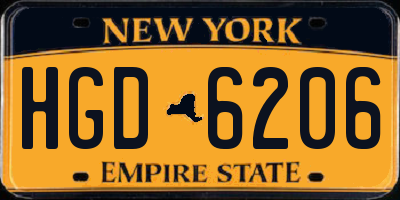 NY license plate HGD6206
