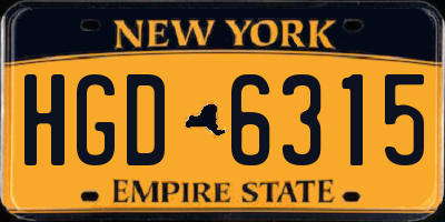 NY license plate HGD6315