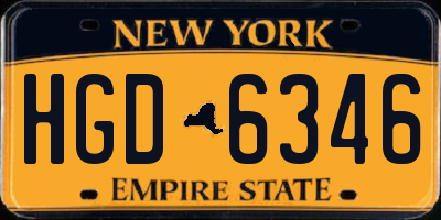 NY license plate HGD6346