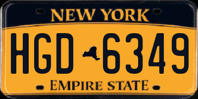 NY license plate HGD6349