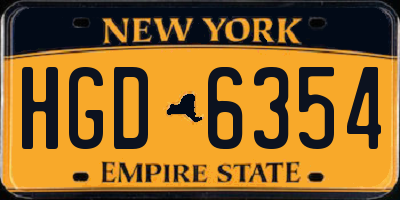 NY license plate HGD6354