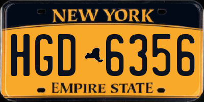 NY license plate HGD6356