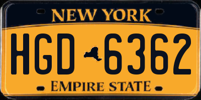 NY license plate HGD6362