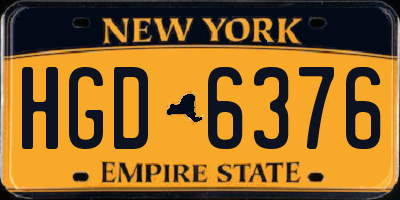 NY license plate HGD6376