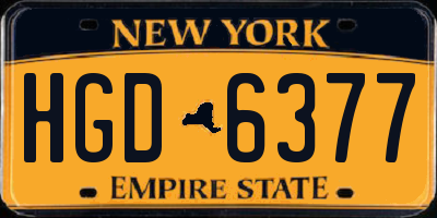 NY license plate HGD6377