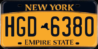 NY license plate HGD6380