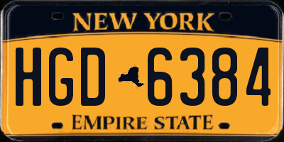 NY license plate HGD6384