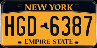 NY license plate HGD6387