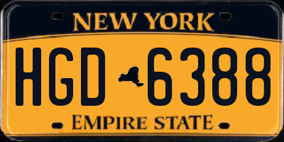 NY license plate HGD6388