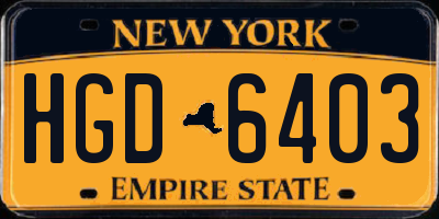 NY license plate HGD6403