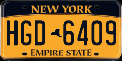 NY license plate HGD6409