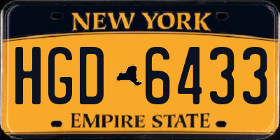 NY license plate HGD6433