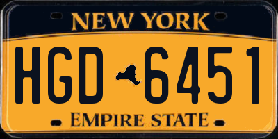 NY license plate HGD6451